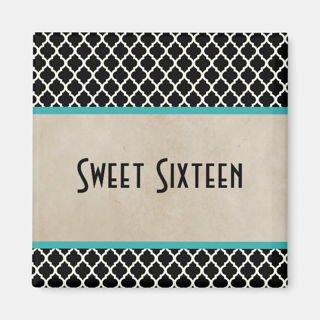 Aqua Chic Quarto Sweet 16 Magnet (Vorne)