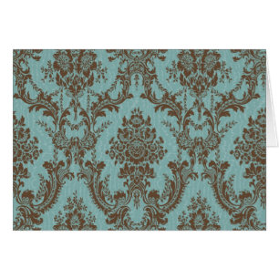 Aqua Chocolate Damask