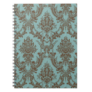 Aqua Chocolate Damask Notizblock