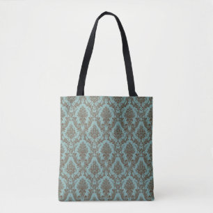 Aqua Chocolate Damask Tasche