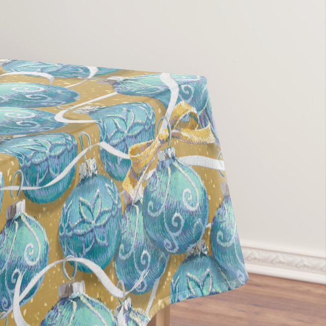 Aqua Christmas Balls Tischdecke (Beispiel)