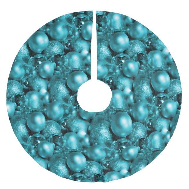 Aqua Christmas Baubles Polyester Weihnachtsbaumdecke (Vorderseite)