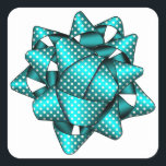 Aqua Christmas Bow Square Stickers, glänzend Quadratischer Aufkleber<br><div class="desc">Aqua Christmas Bow Square Stickers,  glänzend</div>