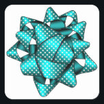 Aqua Christmas Bow Square Stickers, glänzend Quadratischer Aufkleber<br><div class="desc">Aqua Christmas Bow Square Stickers, glänzend</div>