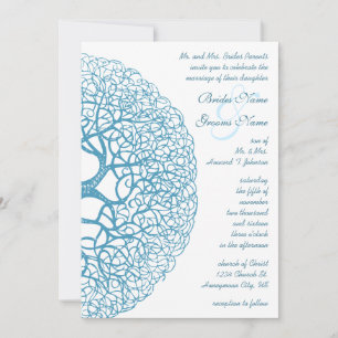 Aqua Circle of Liebe Tree Wedding Einladung