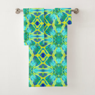 Aqua, Cobalt Blue et Yellow Tie Dye Motif