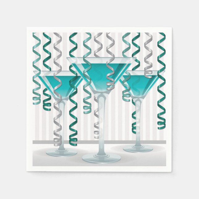 Aqua-Cocktail Serviette (Vorderseite)