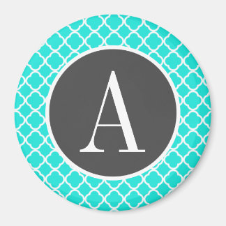 Aqua Color Turquoise Quatrefoil Magnet