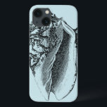 Aqua Conch Shell Case-Mate iPhone Hülle<br><div class="desc">In this vivid image, you can see in black and white most natural and unique style of the Conch shell up close. This unique type of art has black shading to accent the rough edges of this sea shell. Get this conch shell with an aqua background on your product today....</div>