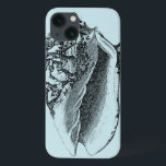 Aqua Conch Shell Case-Mate iPhone Hülle<br><div class="desc">In this vivid image, you can see in black and white most natural and unique style of the Conch shell up close. This unique type of art has black shading to accent the rough edges of this sea shell. Get this conch shell with an aqua background on your product today....</div>