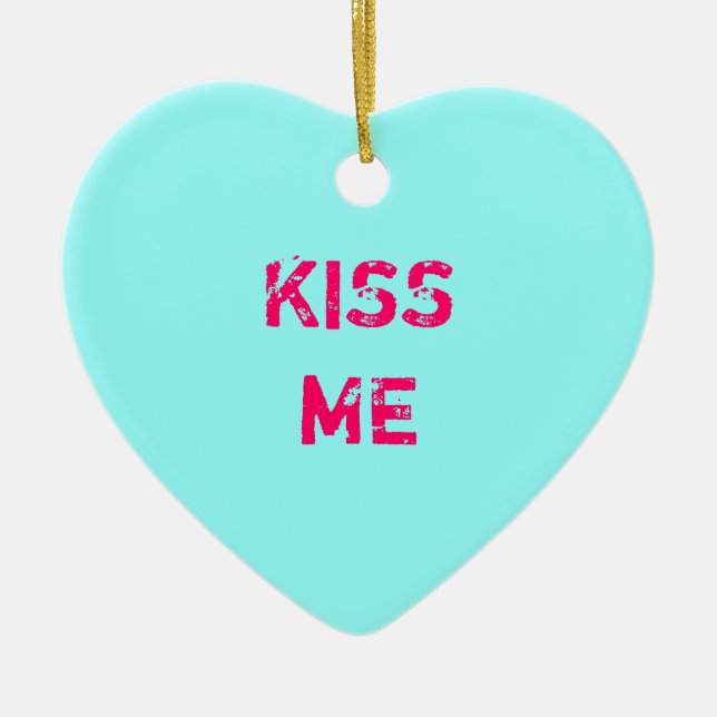 Aqua Conversation Heart Foto Ornament (Vorne)