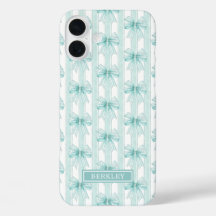 Aqua Coquette Bögen auf gestreiftem monogrammierte
