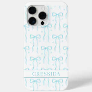 Aqua Coquette Bows Monogrammiert Case-Mate iPhone Hülle