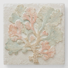 Aqua Coral Coastal Branch Art Steinuntersetzer