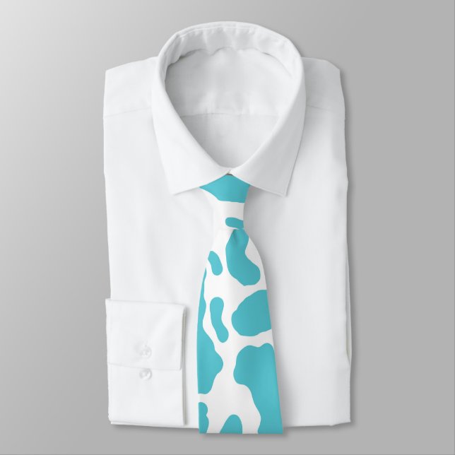 Aqua Cow wirbelt Tierdruckmuster Krawatte (Gebunden)