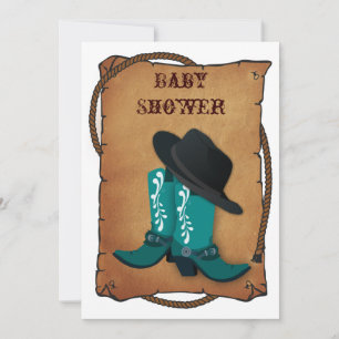 Aqua Cowboy Stiefel Western Mama Babydusche Einladung