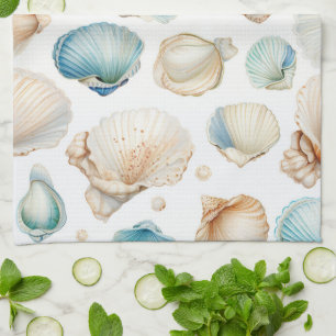 Aqua Cream Beach Muscheln Brautparty Geschirrtuch