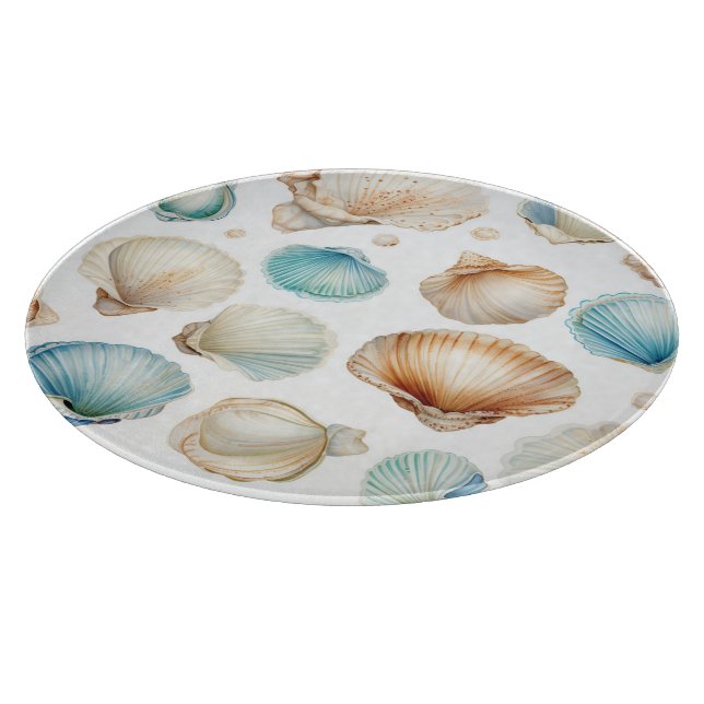 Aqua Cream Beach Muscheln Brautparty Schneidebrett (Ecke)