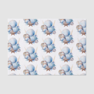 Aqua Cream Beach Shells Brautparty Seidenpapier