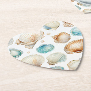 Aqua Cream Beach Shells Brautparty Untersetzer