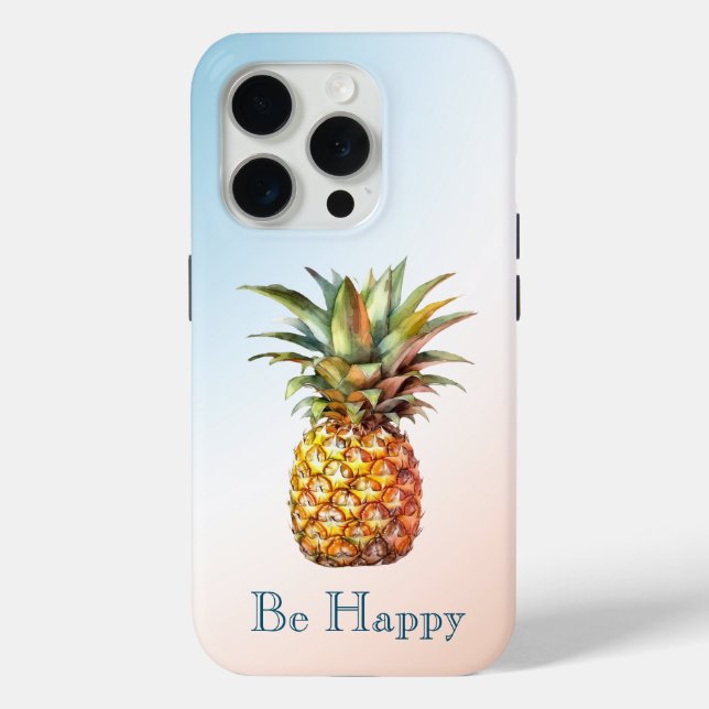 Aqua Cream Happy Tropical Pineapse Case-Mate iPhone Hülle (Rückseite)