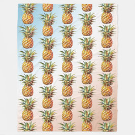 Aqua Cream Happy Tropical Pineapse Fleecedecke