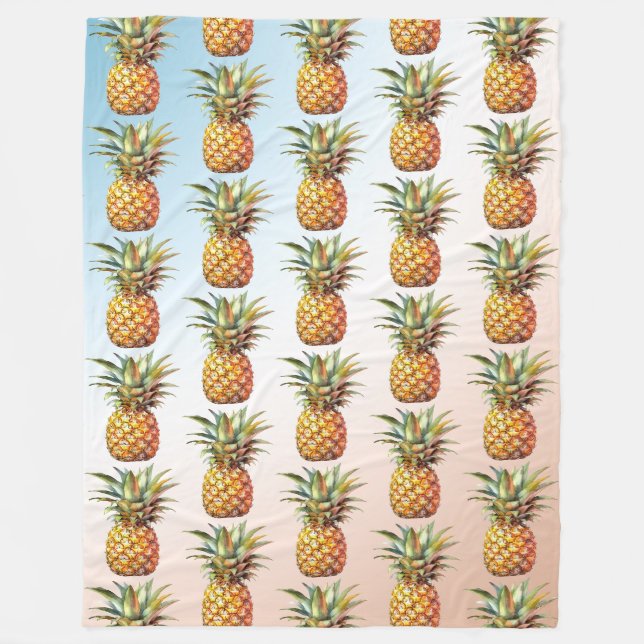 Aqua Cream Happy Tropical Pineapse Fleecedecke (Vorderseite)