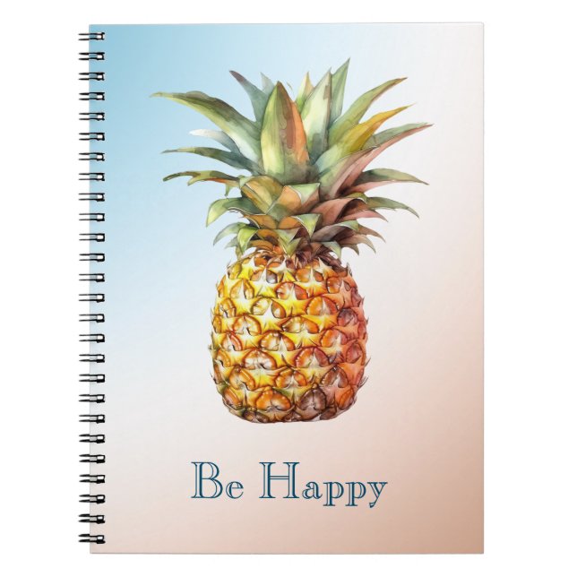Aqua Cream Happy Tropical Pineapse Notizblock (Vorderseite)