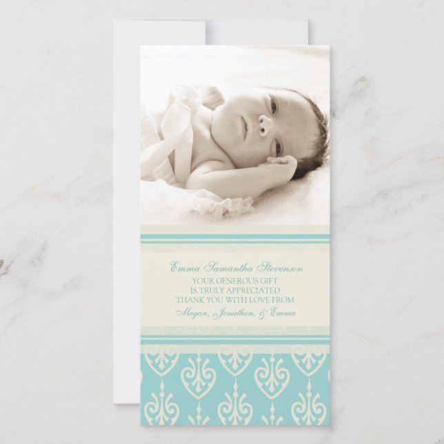 Aqua-Creme danken Ihnen Baby-Duschen-Foto-Karten Dankeskarte (Vorderseite)