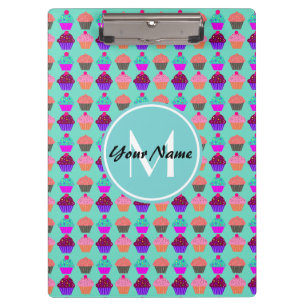 Aqua Cupcake Personalisiert Monogram Klemmbrett