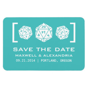 Aqua D20 Dice Gamer Speichern Sie das Date Magnet