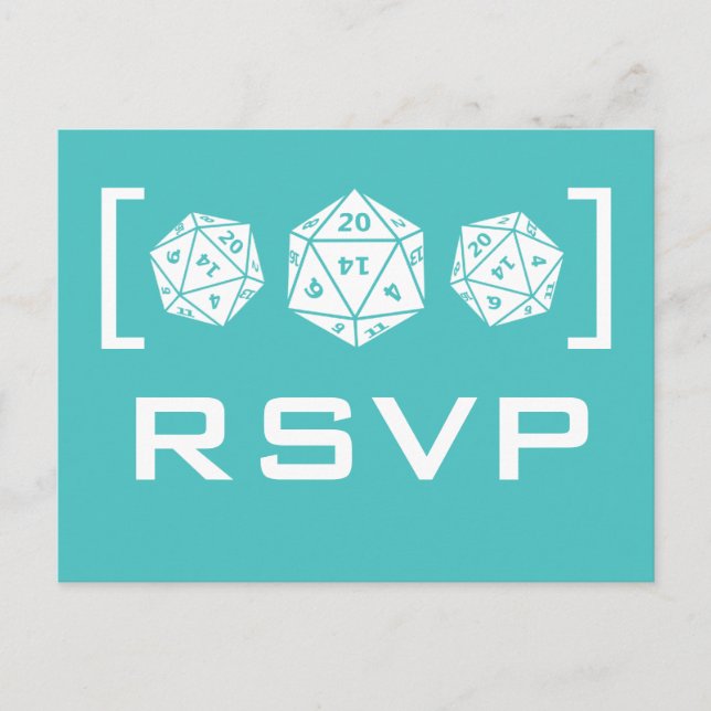 Aqua D20 Dice Gamer UAWG Postcard Einladungspostkarte (Vorderseite)