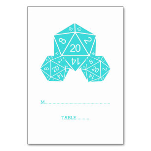 Aqua D20 Dice Platzkarte Tischnummer