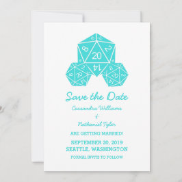 Aqua D20 Dice Save the Date einladen Einladung