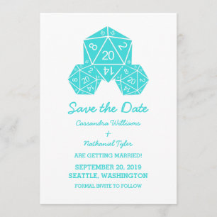 Aqua D20 Dice Save the Date einladen Einladung