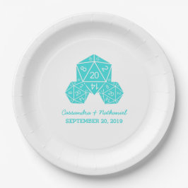 Aqua D20 Dice Wedding Paper Teller