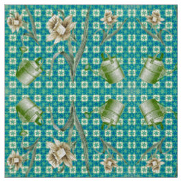 Aqua Daffidols Fabric Stoff