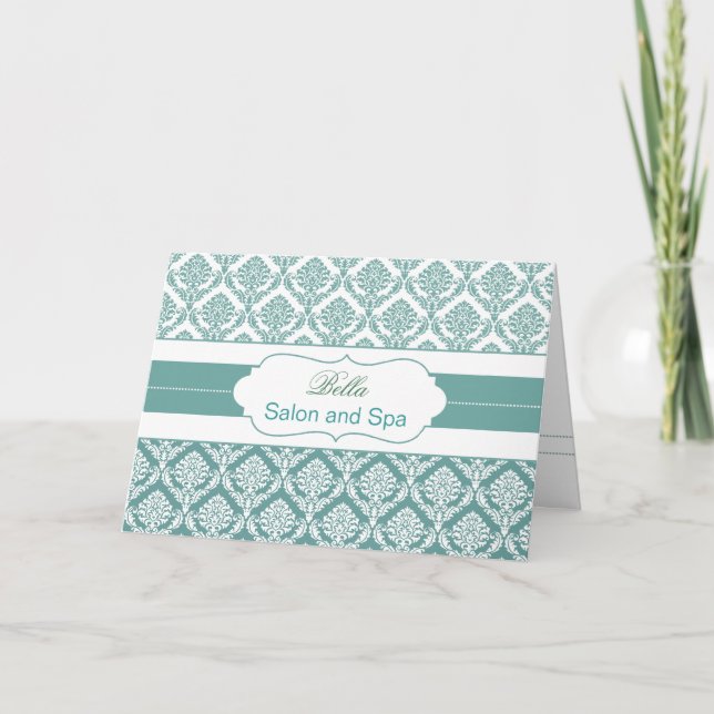 Aqua Damask Business Dankeschön Karten (Vorderseite)