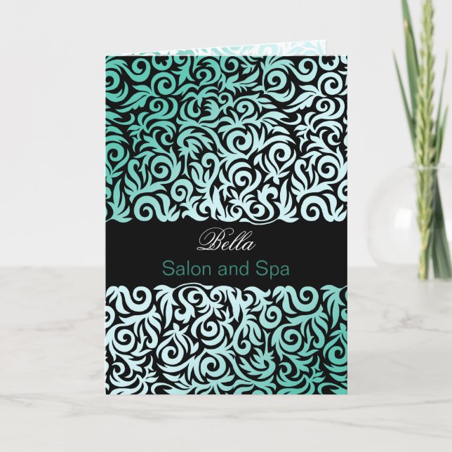 aqua damask Business Thank you Cartes (Devant)