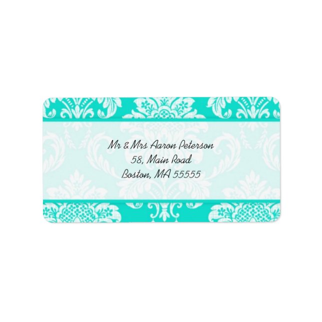 Aqua Damask Étiquettes de adresse personnalisables (Devant)