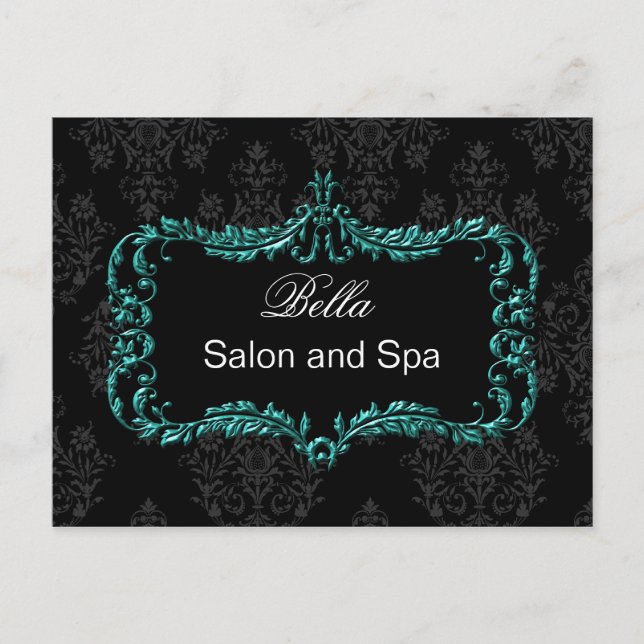 aqua damask or business ThankYou Cartes (Devant)