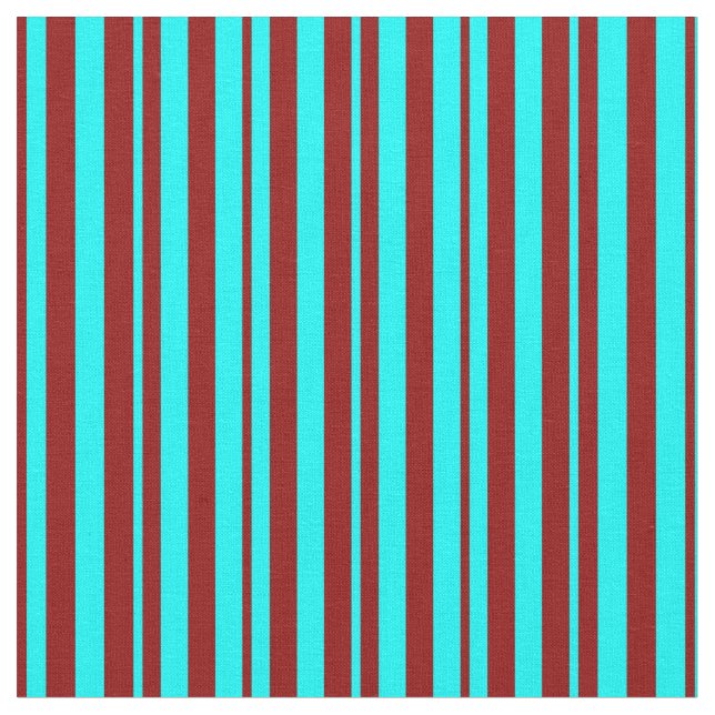 Aqua & Dark Red Strip Muster Stoff (Nahaufnahme)
