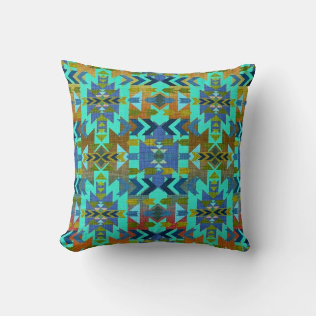 Aqua Daze Southwestern Style Kissen (Vorderseite)