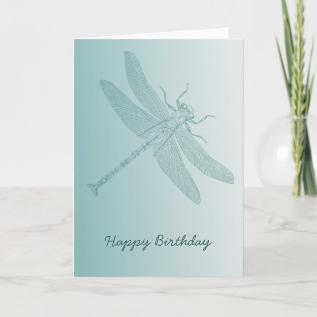 Aqua Dragonfly schick weiß stilvoll Karte (Vorderseite)