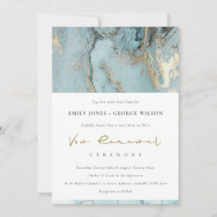 AQUA DUSKY BLUE GOLD AGATE VOW RENOWAL INVITATION