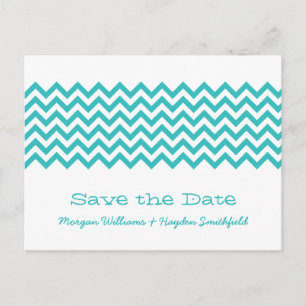 Aqua Einfache Zickzack Save the Date Postkarte
