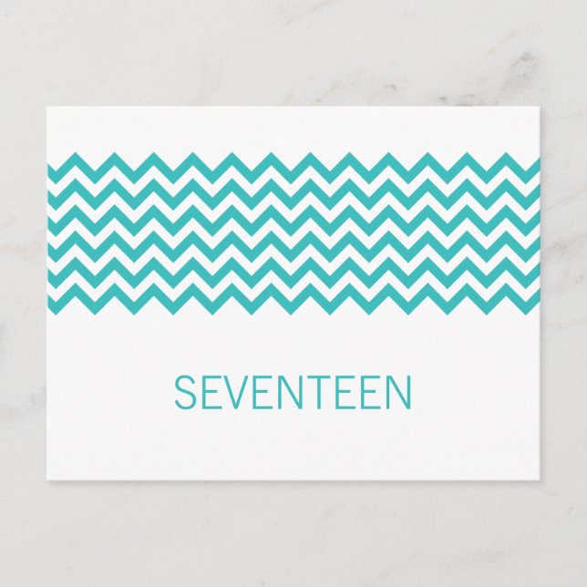 Aqua Einfache Zickzack Tischnummer Postkarte (Vorderseite)
