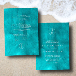 Aqua Elegance Hochzeit mit türkisfarbenem Wasser u Einladung
