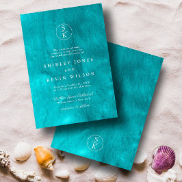 Aqua Elegance Hochzeit mit türkisfarbenem Wasser u Einladung