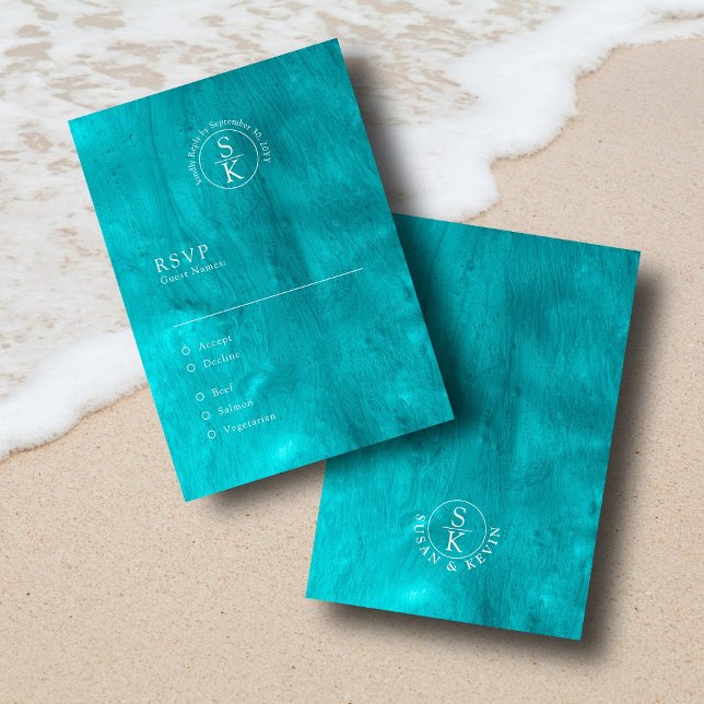 Aqua Elegance Hochzeit mit türkisfarbenem Wasser u RSVP Karte (Von Creator hochgeladen)